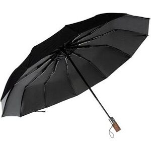 Malatec Skladací dáždnik, 105 cm, drevená rukoväť, čierny