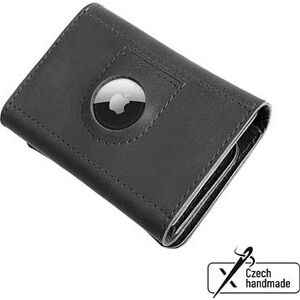 FIXED Tripple Wallet for AirTag z pravej hovädzej kože čierna
