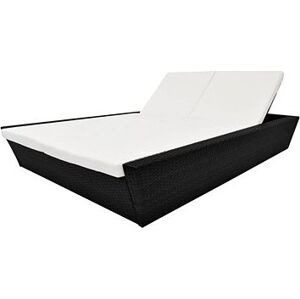 Záhradná posteľ s poduškou polyratan čierna