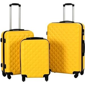 Súprava škrupinových kufrov na kolieskach, 3 ks, žltá ABS, 91890