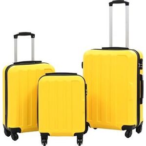 Súprava škrupinových kufrov na kolieskach, 3 ks, žltá, ABS