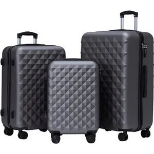 ROWEX Extra odolný cestovný kufor s TSA zámkom Crystal, sivo-čierny, súprava kufrov (3 ks)