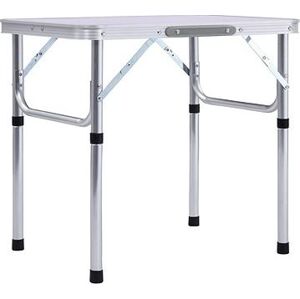 Skladací kempingový stôl biely hliník 60 × 45 cm