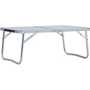 Skladací kempingový stôl biely hliník 60 × 40 cm